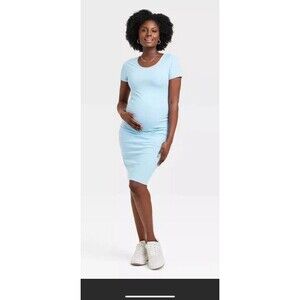 Womens Maternity Ingrid & Isabel Small 4-6 Blue Short Sleeve T-Shirt Dress